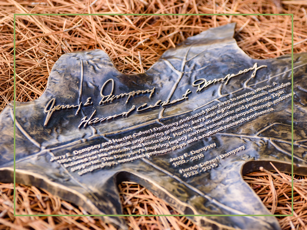 Bronze oak leaf in honor of Jerry E. Dempsey and Harriet Calvert Dempsey